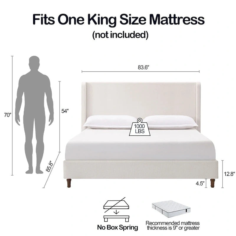 Tall Headboard Upholstered Bed Elegant Simplicity Bedroom Bed