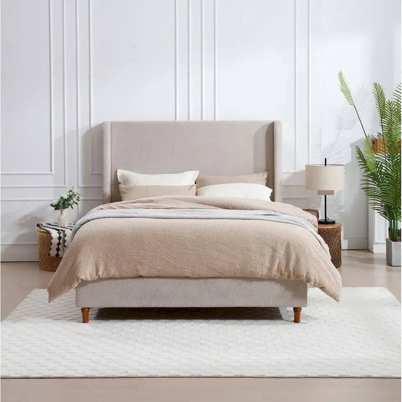 Tall Headboard Upholstered Bed Elegant Simplicity Bedroom Bed