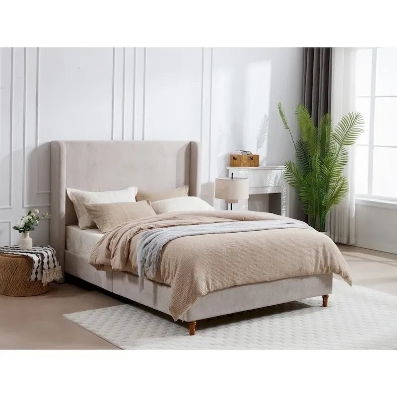 Tall Headboard Upholstered Bed Elegant Simplicity Bedroom Bed