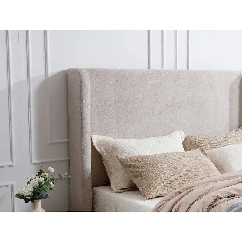 Tall Headboard Upholstered Bed Elegant Simplicity Bedroom Bed