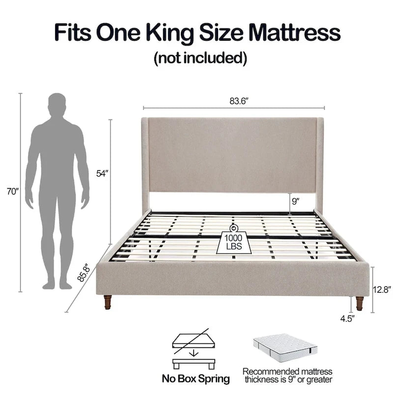 Tall Headboard Upholstered Bed Elegant Simplicity Bedroom Bed