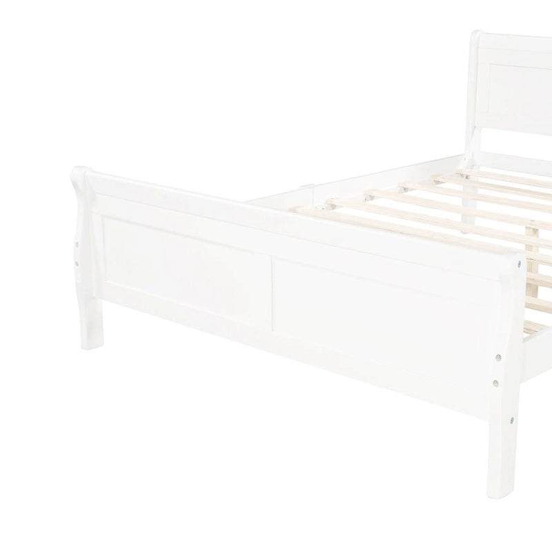 Full Size Wood Platform Bed with Headboard & Slat Support, Minimalist Design for Bedroom