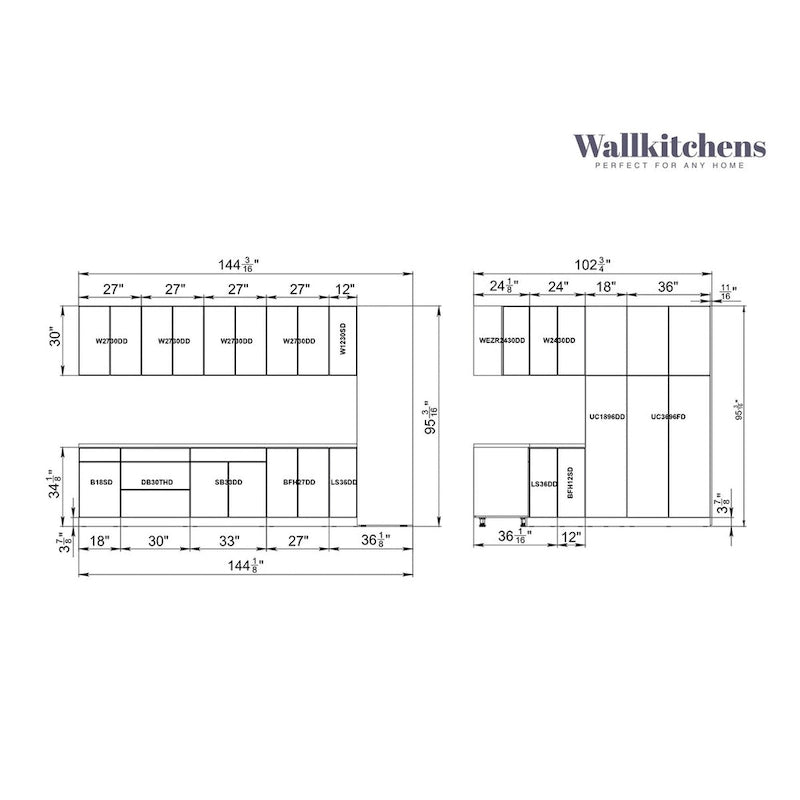 Kitchen Timeless Collection Black Color Base Size 12Ft Wide - 144x102