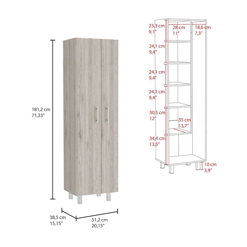 Cleaning Cabinet, Double Door Cabinet, Four Legs, Five Shelves