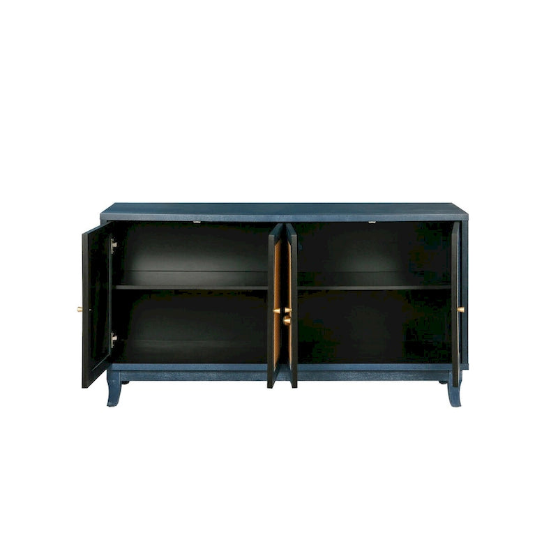 Rattan Sideboard Buffer Cabinet,Accent Storage Cabinet With 4 Rattan Doors