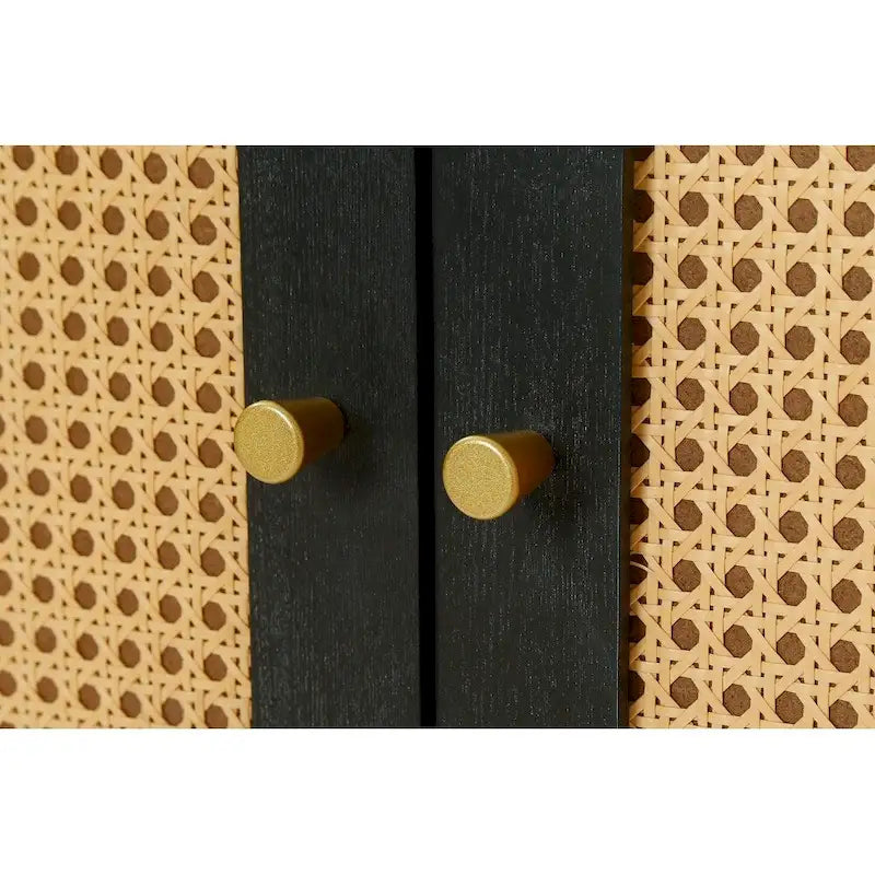 Rattan Sideboard Buffer Cabinet,Accent Storage Cabinet With 4 Rattan Doors