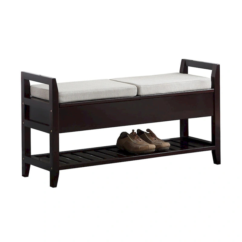 Modern Espresso Storage Shoe Bench