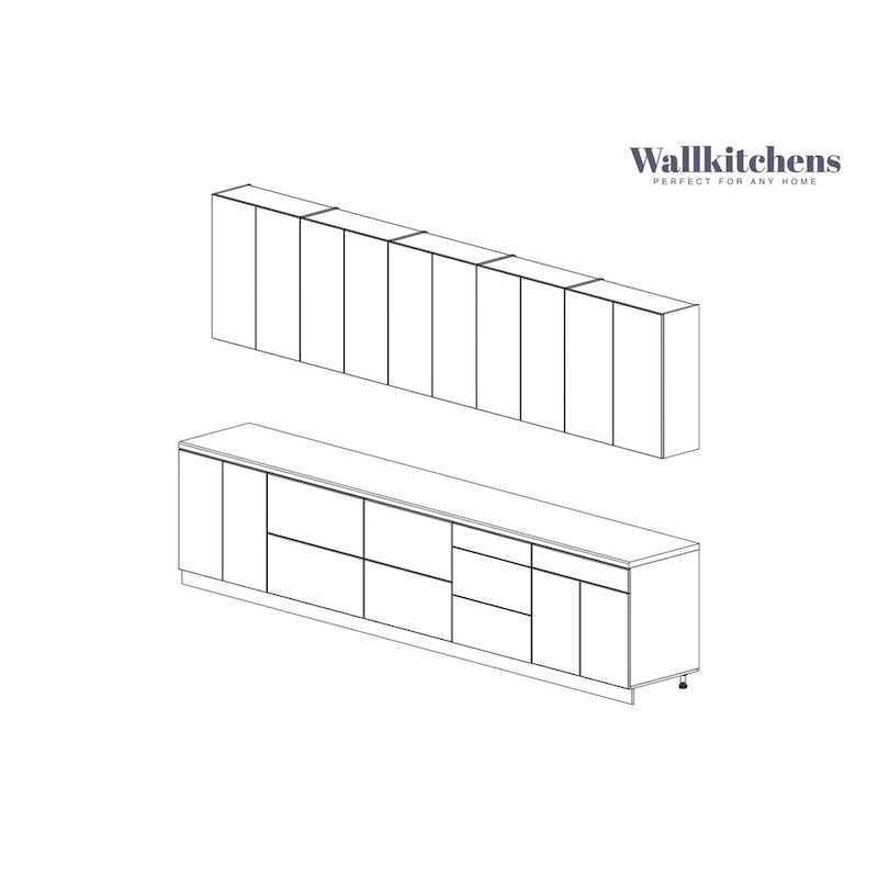 Kitchen Signature Collection White Gloss Color Base Size 13Ft Wide - 153x24