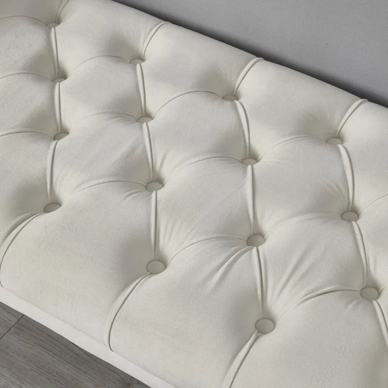 Upholstered Footrest Stool Rectangular Velvet fabric Accent Bench - 50.00L * 18.50W * 24.50H