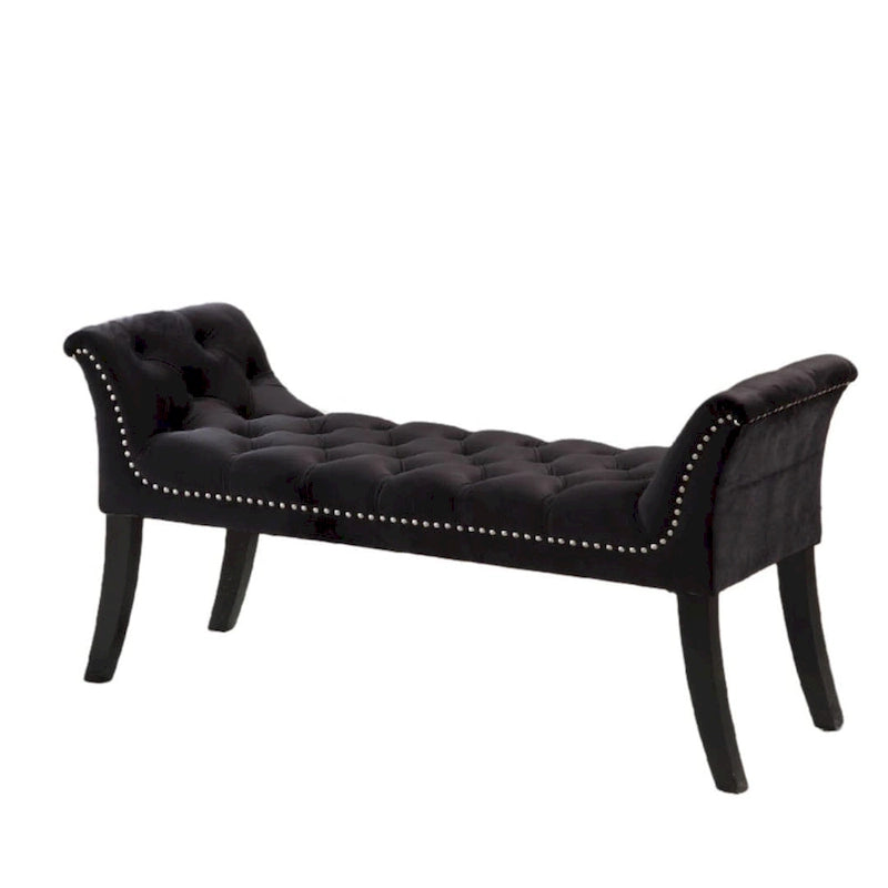 Upholstered Footrest Stool Rectangular Velvet fabric Accent Bench - 50.00L * 18.50W * 24.50H