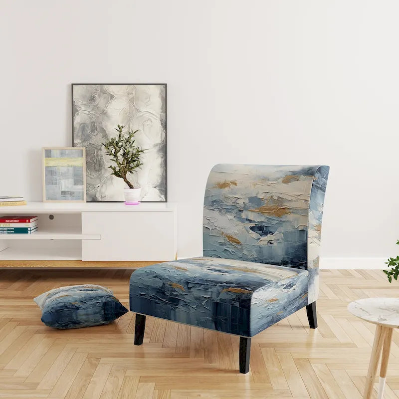 Designart Beach Scandinavian Solitude III Upholstered Abstract Accent Chair and Nautical & Coastal Arm Chair - Multiple Color