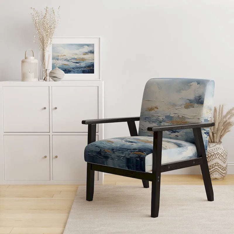 Designart Beach Scandinavian Solitude III Upholstered Abstract Accent Chair and Nautical & Coastal Arm Chair - Multiple Color