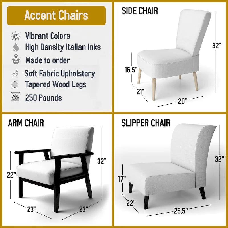 Designart Beach Scandinavian Solitude III Upholstered Abstract Accent Chair and Nautical & Coastal Arm Chair - Multiple Color