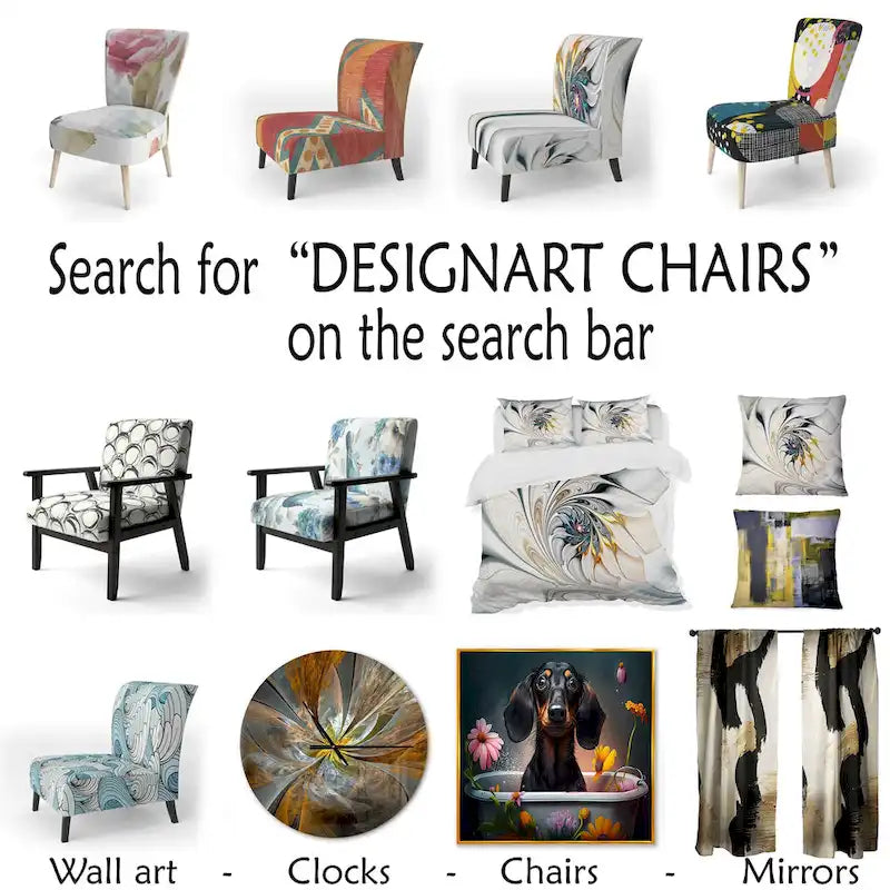 Designart Beach Scandinavian Solitude III Upholstered Abstract Accent Chair and Nautical & Coastal Arm Chair - Multiple Color