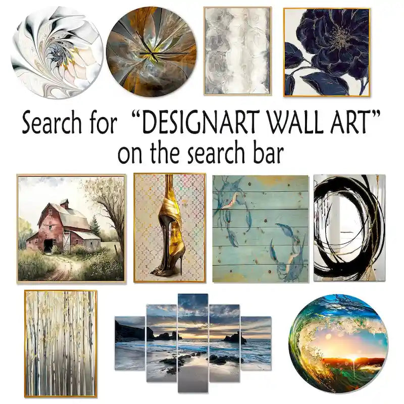 Designart Beach Scandinavian Solitude III Upholstered Abstract Accent Chair and Nautical & Coastal Arm Chair - Multiple Color