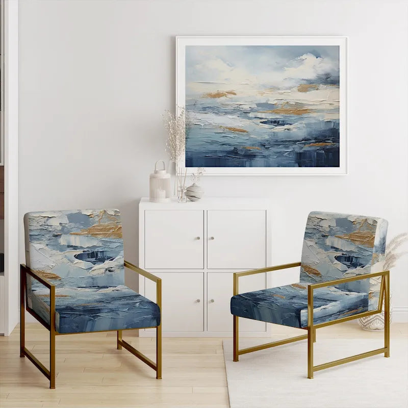 Designart Beach Scandinavian Solitude III Upholstered Abstract Accent Chair and Nautical & Coastal Arm Chair - Multiple Color