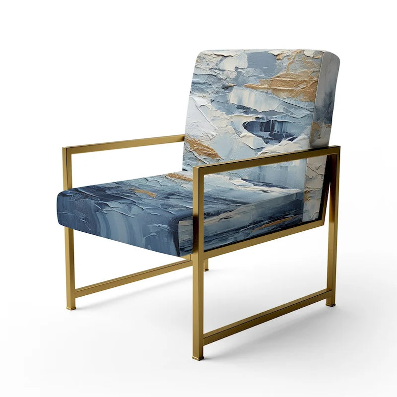 Designart Beach Scandinavian Solitude III Upholstered Abstract Accent Chair and Nautical & Coastal Arm Chair - Multiple Color