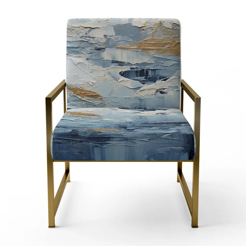 Designart Beach Scandinavian Solitude III Upholstered Abstract Accent Chair and Nautical & Coastal Arm Chair - Multiple Color
