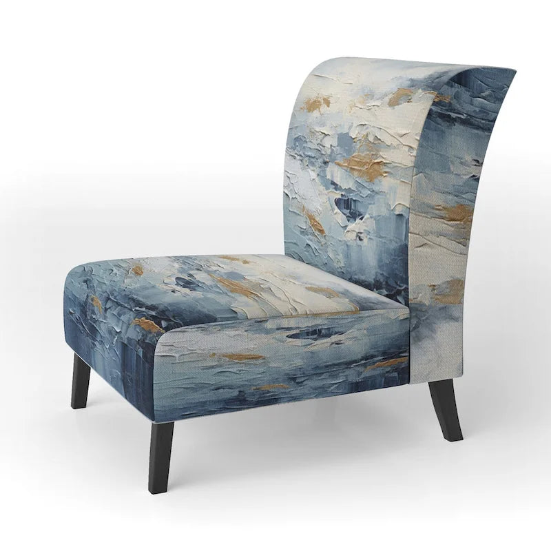 Designart Beach Scandinavian Solitude III Upholstered Abstract Accent Chair and Nautical & Coastal Arm Chair - Multiple Color