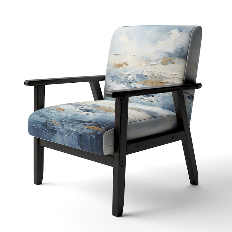 Designart Beach Scandinavian Solitude III Upholstered Abstract Accent Chair and Nautical & Coastal Arm Chair - Multiple Color