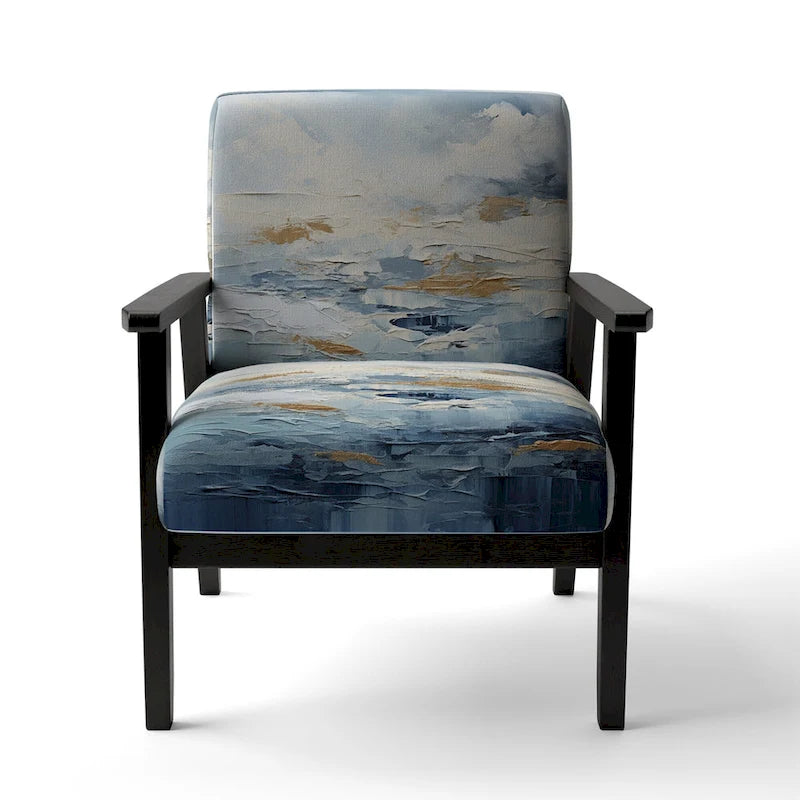 Designart Beach Scandinavian Solitude III Upholstered Abstract Accent Chair and Nautical & Coastal Arm Chair - Multiple Color