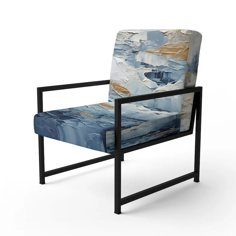 Designart Beach Scandinavian Solitude III Upholstered Abstract Accent Chair and Nautical & Coastal Arm Chair - Multiple Color