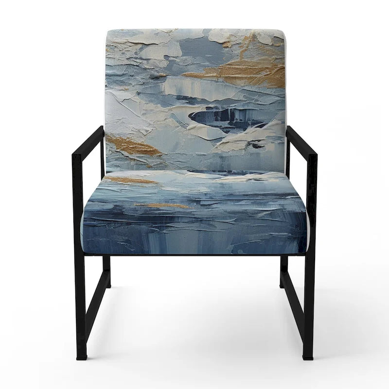 Designart Beach Scandinavian Solitude III Upholstered Abstract Accent Chair and Nautical & Coastal Arm Chair - Multiple Color