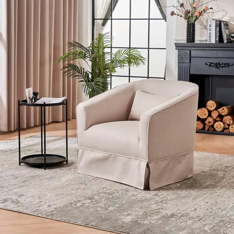 Swivel Barrel Chair With Ottoman