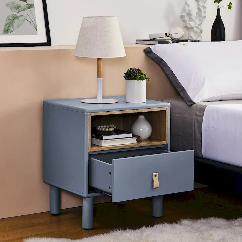 Single drawer bedside table,wooden bedside table, bedside table with drawer, compact bedside table, Nordic style bedside table