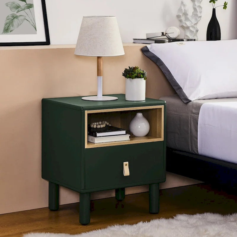 Single drawer bedside table,wooden bedside table, bedside table with drawer, compact bedside table, Nordic style bedside table