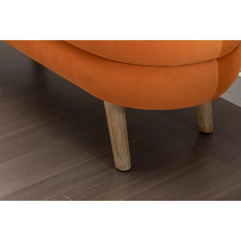 Velvet Fabric Storage Bench With Wood Legs For Living Room Bedroom