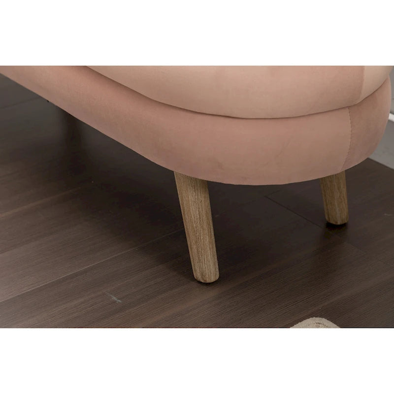 Velvet Fabric Storage Bench With Wood Legs For Living Room Bedroom