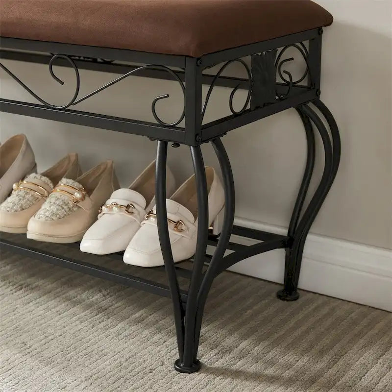Industrial Multipurpose Entryway Upholstered Shoe Rack Bench
