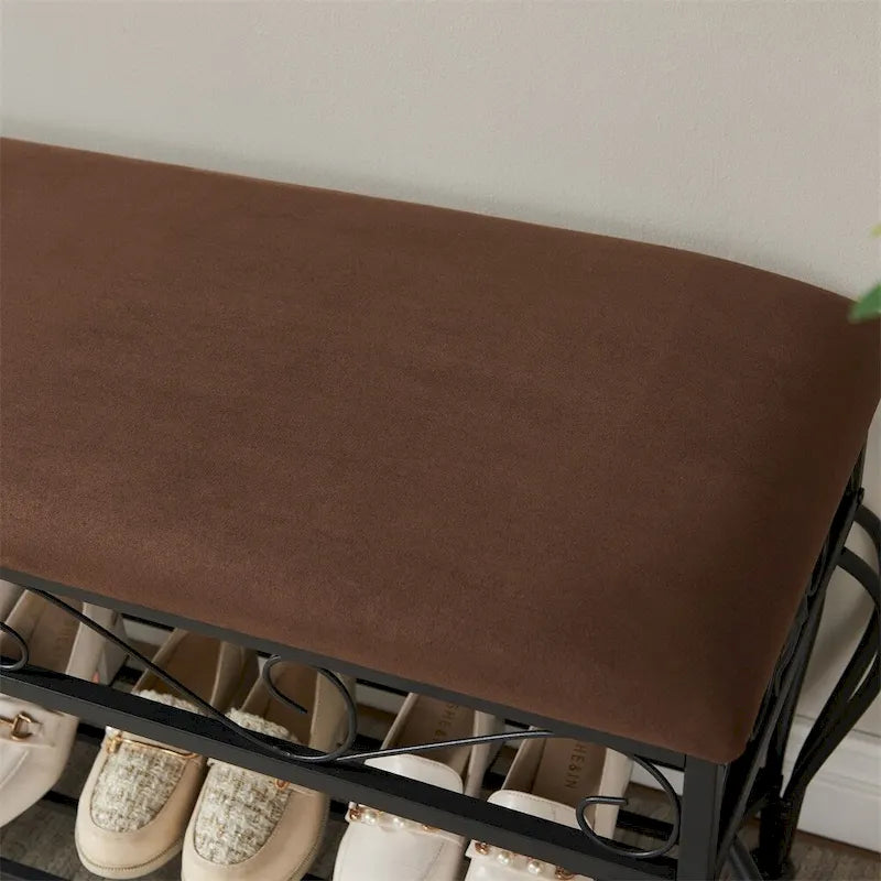 Industrial Multipurpose Entryway Upholstered Shoe Rack Bench