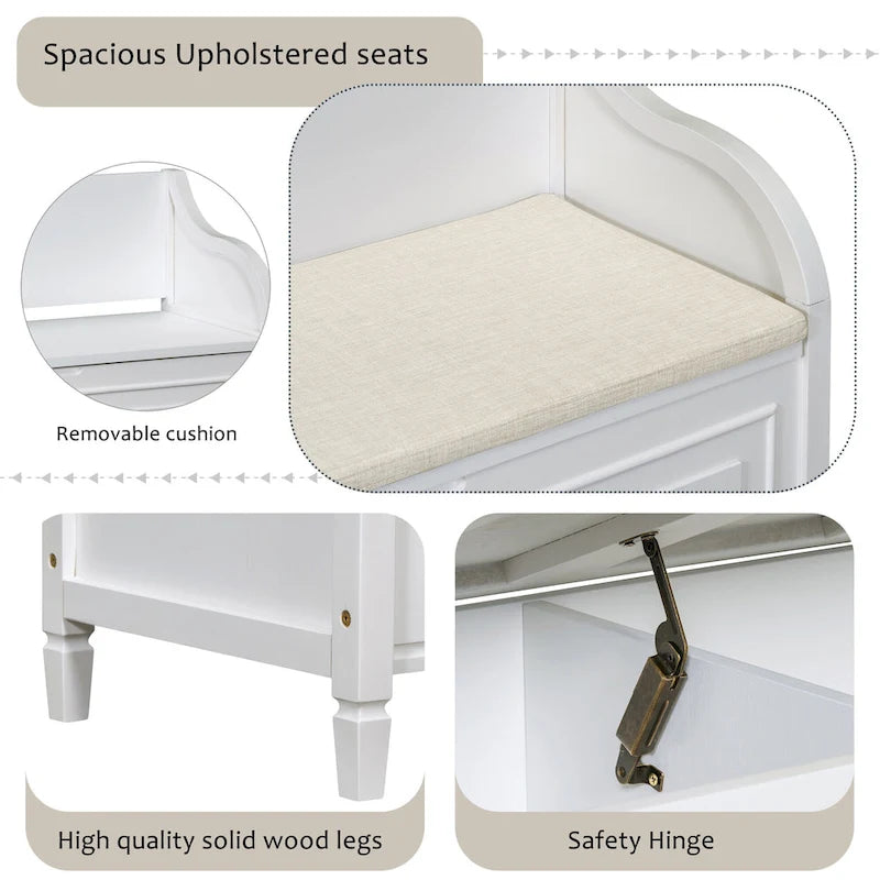 Rustic High Back Storage Bench with Ample Hidden Storage Space