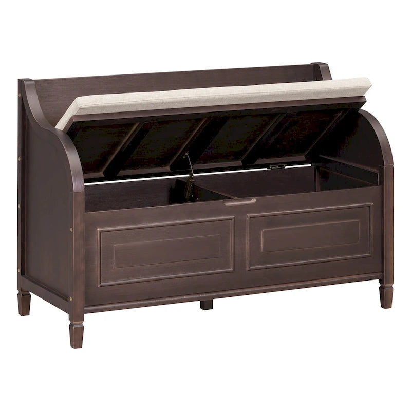 Rustic High Back Storage Bench with Ample Hidden Storage Space