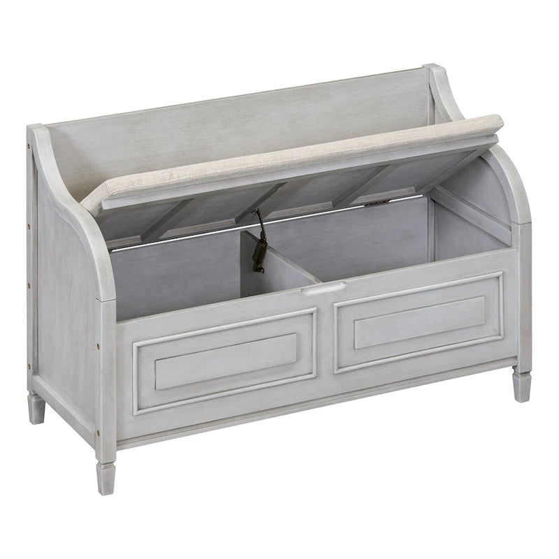 Rustic High Back Storage Bench with Ample Hidden Storage Space