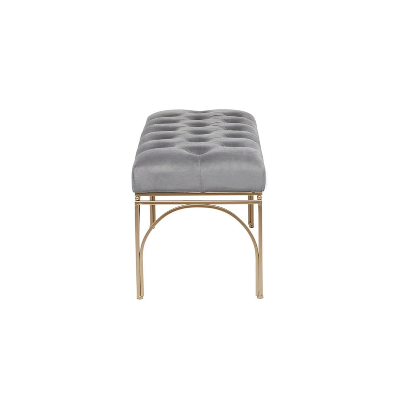 Metal Bench with Velvet Seat - Gray, Black or White - Roche River Decor