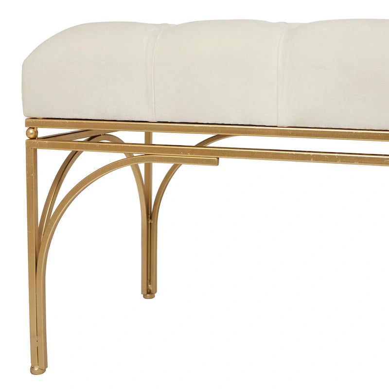 Metal Bench with Velvet Seat - Gray, Black or White - Roche River Decor