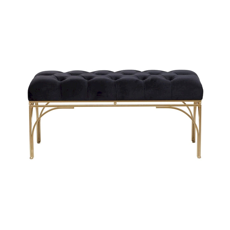 Metal Bench with Velvet Seat - Gray, Black or White - Roche River Decor