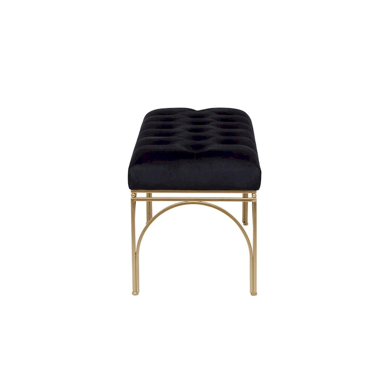 Metal Bench with Velvet Seat - Gray, Black or White - Roche River Decor