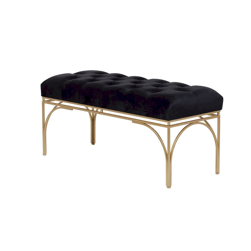 Metal Bench with Velvet Seat - Gray, Black or White - Roche River Decor