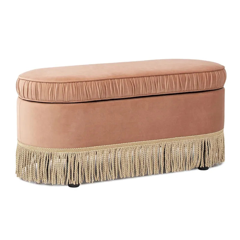 Serena 38 Ruched Oval Storage Bench Ottoman