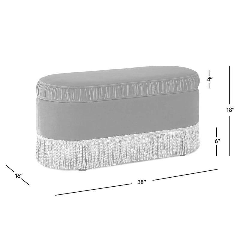 Serena 38 Ruched Oval Storage Bench Ottoman