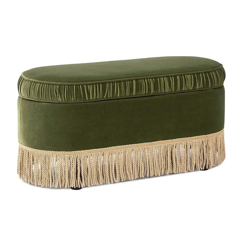 Serena 38 Ruched Oval Storage Bench Ottoman
