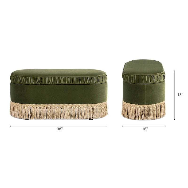 Serena 38 Ruched Oval Storage Bench Ottoman