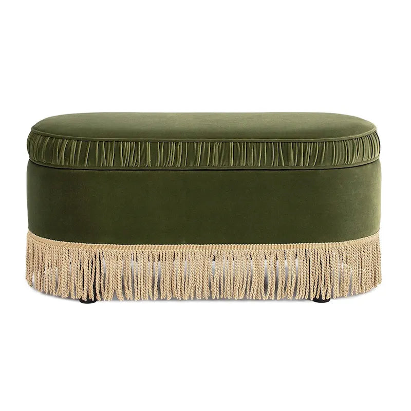 Serena 38 Ruched Oval Storage Bench Ottoman