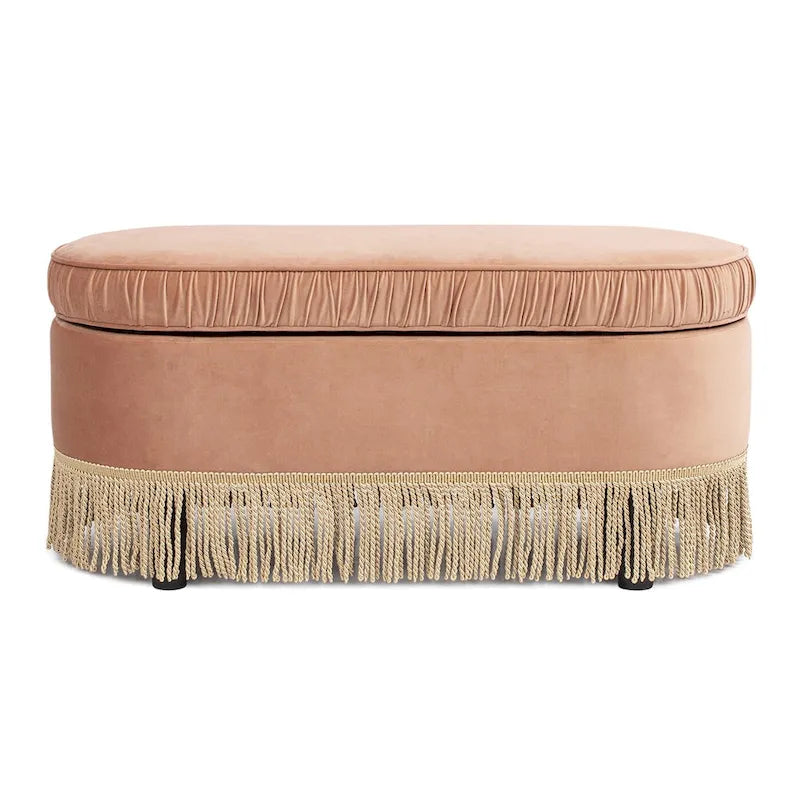 Serena 38 Ruched Oval Storage Bench Ottoman