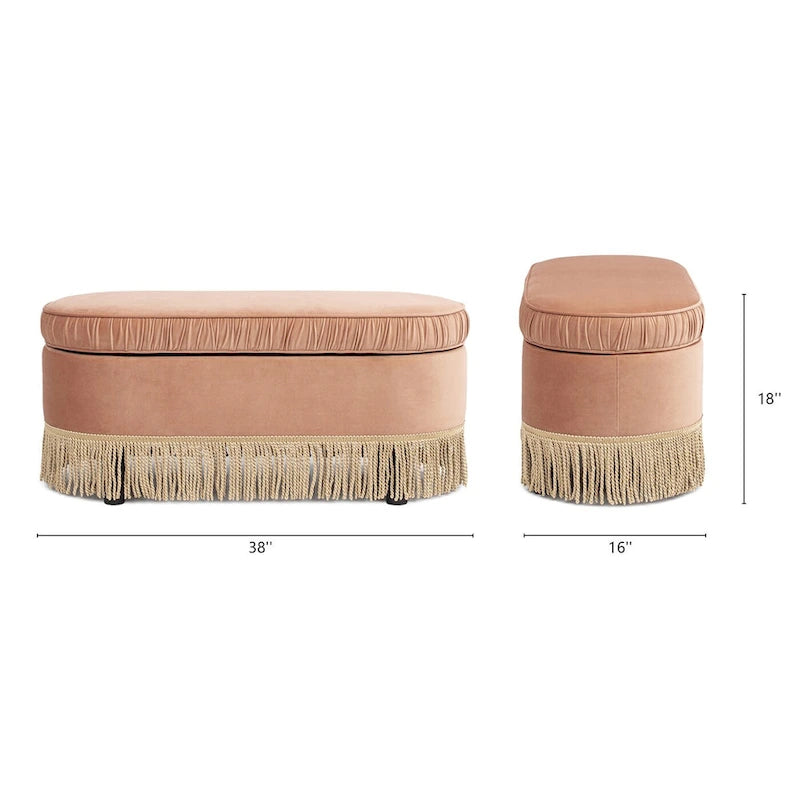 Serena 38 Ruched Oval Storage Bench Ottoman
