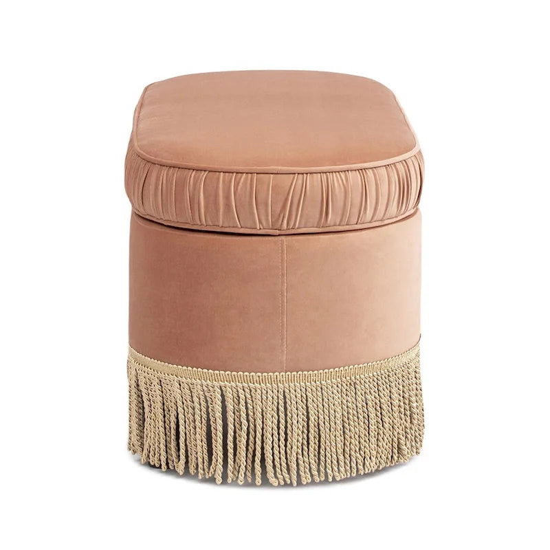 Serena 38 Ruched Oval Storage Bench Ottoman